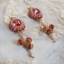BO Nous Two embroidered with Swarovski crystal cabochons and beads, 14 karat Gold Filled ear hooks